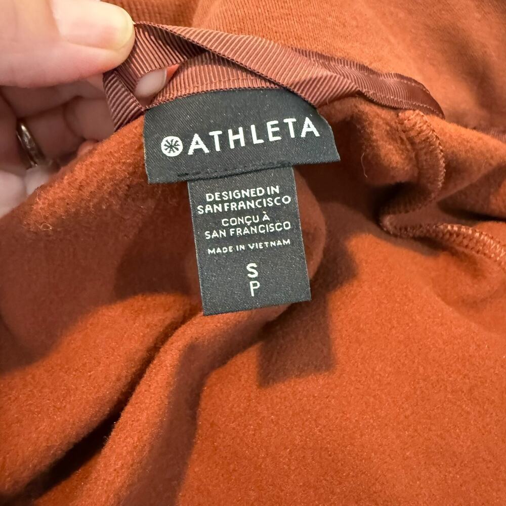 Athleta Triumph Hoodie Jacket Womens Small Brown Rust Full Zip Thumbholes - Picture 8 of 11